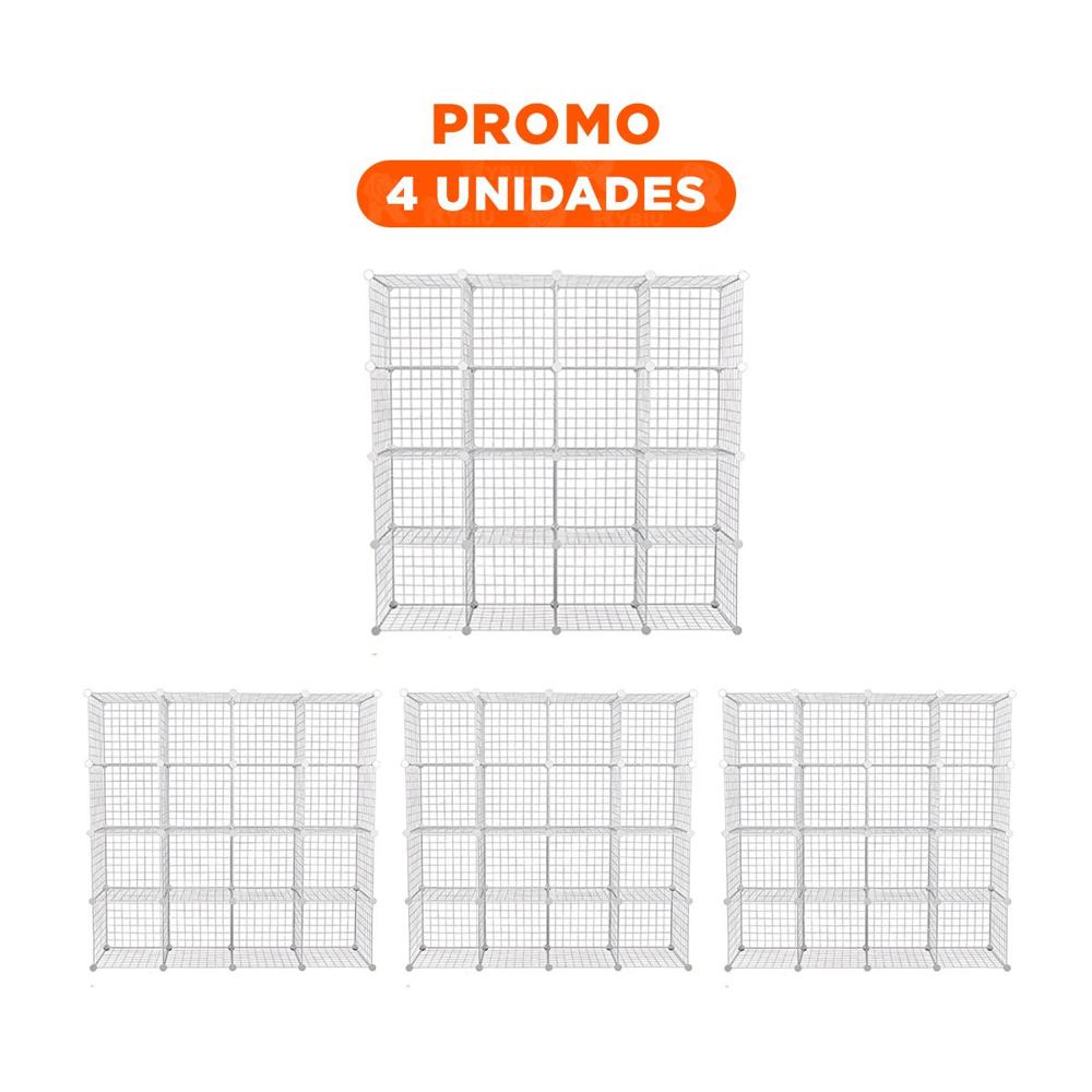 Pack4 Sistema de Rejillas 16pzs para Espacios Flexibles Blanco Y+Regalo Sticker