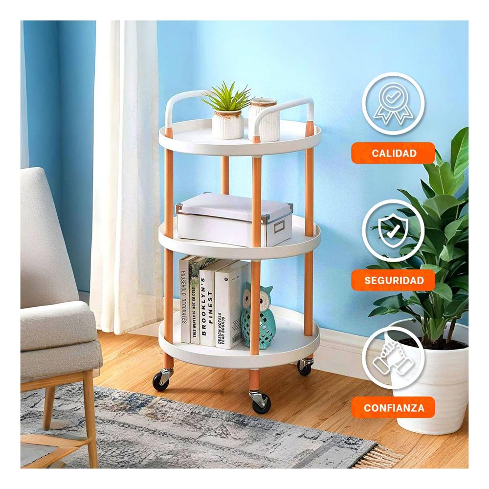 Carro 3 Niveles Circular con Asa Blanco para Almacenaje y Decoracion Y+Papel Regalo