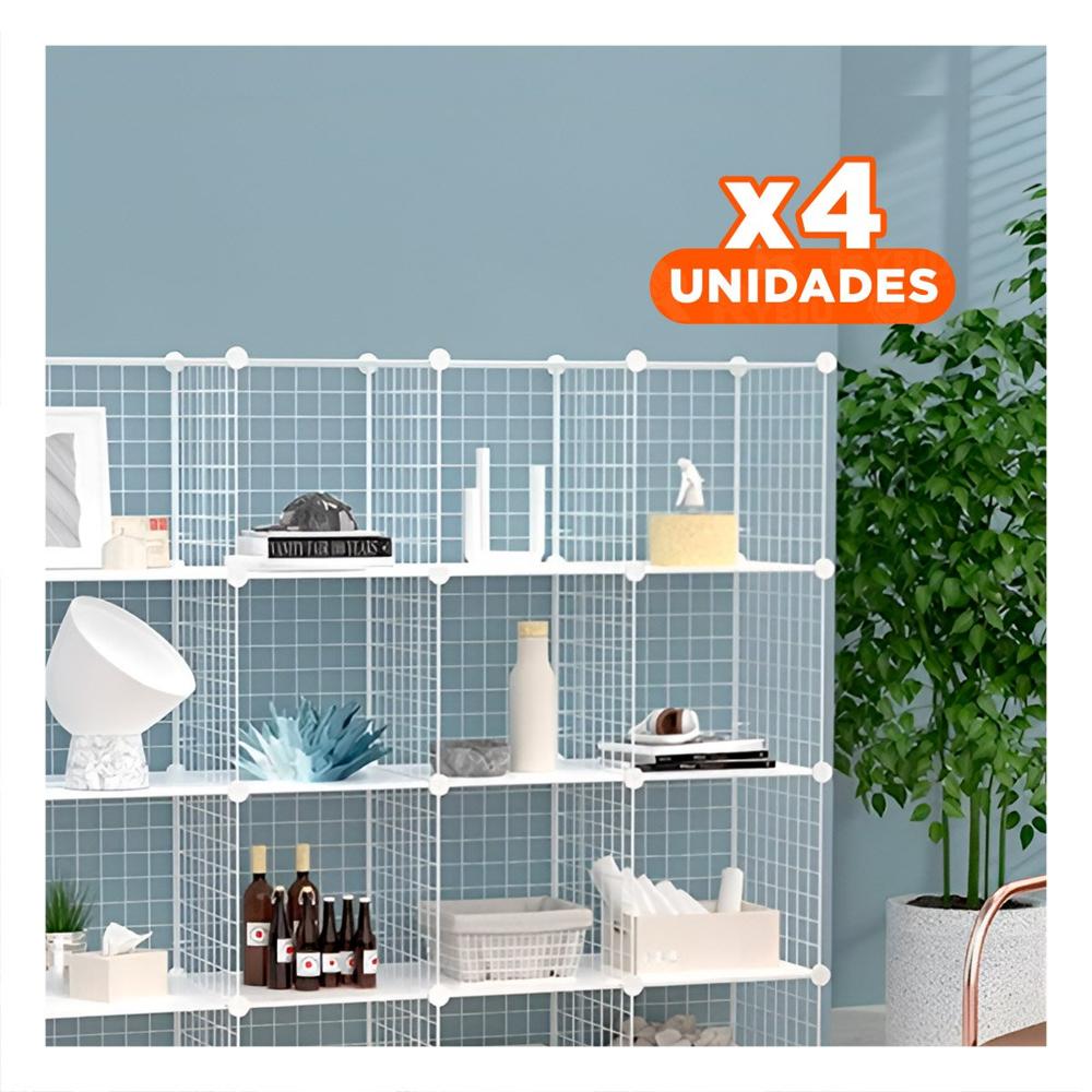 Pack4 Organizador Modular Blanco de Rejillas con Configuracion Flexible 16pzs Y+Papel Regalo