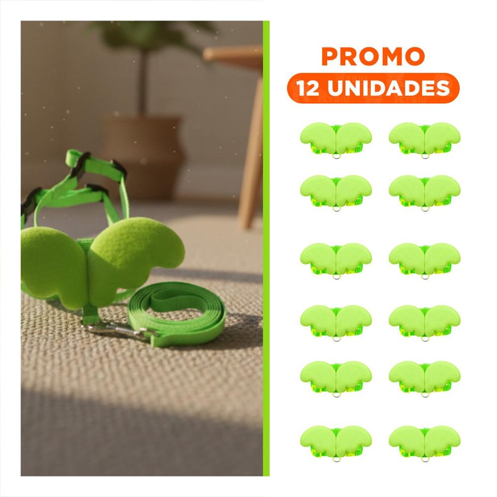 Pack12 Soporte Pet Verde con Alitas Pequenas Comodo para Paseo Y+Regalo Sticker
