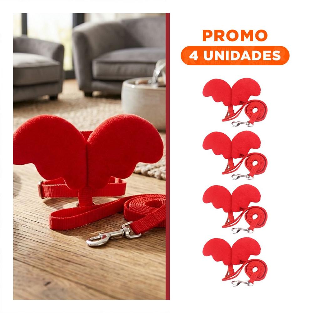 Pack4 Pechera Regulable Rojo Pet con Alitas Pequenas Ajustable Y+Regalo Sticker