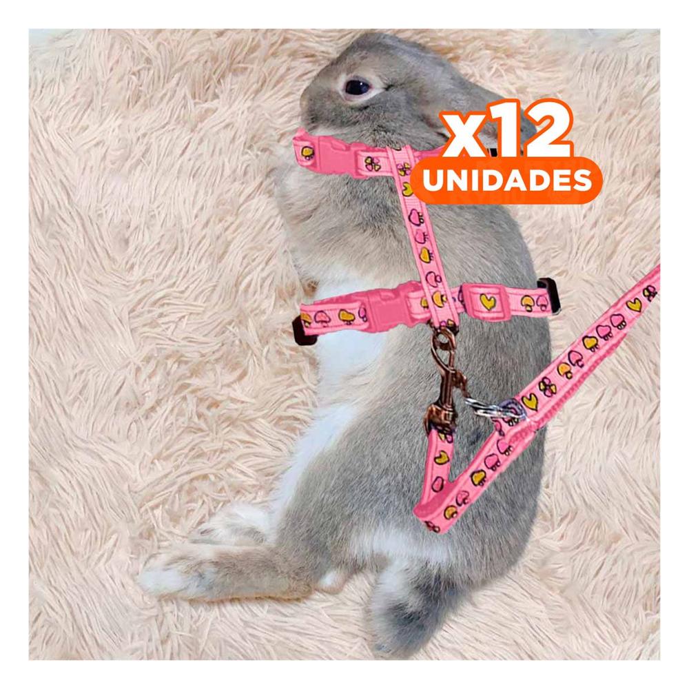 Pack12 Pechera Ventilada para Conejo y Gato Delgado Color Rosado
