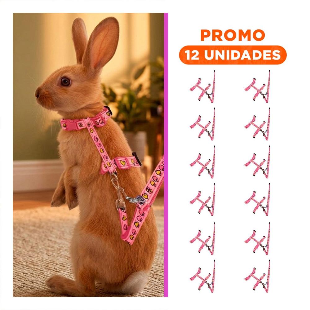 Pack12 Correa Ajustable para Conejo y Gato Delgado Rosado Y+Regalo Sticker