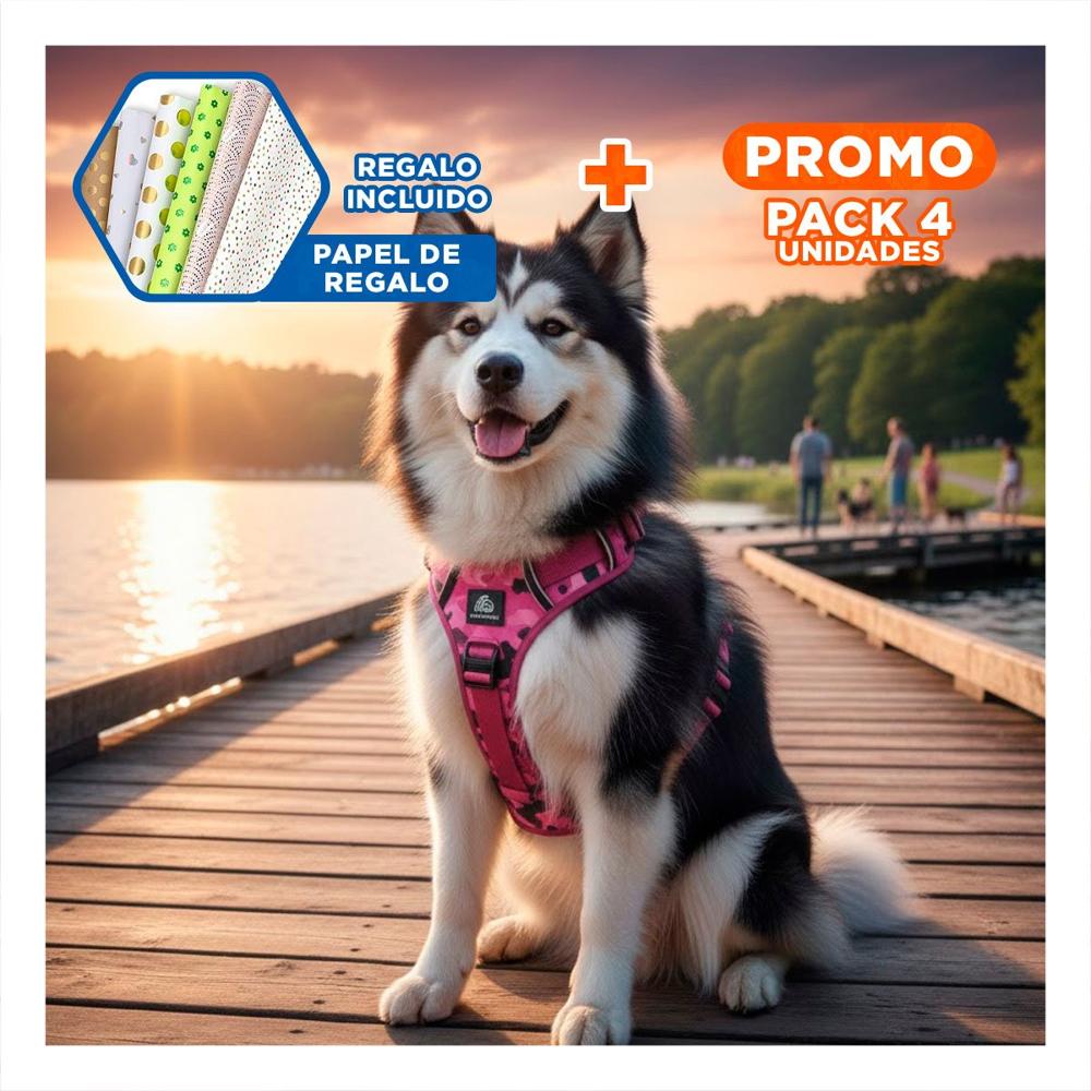 Pack4 Chaleco Para Perro Rosado Talla L Con Seguridad Y Ergonomico Y+Papel Regalo