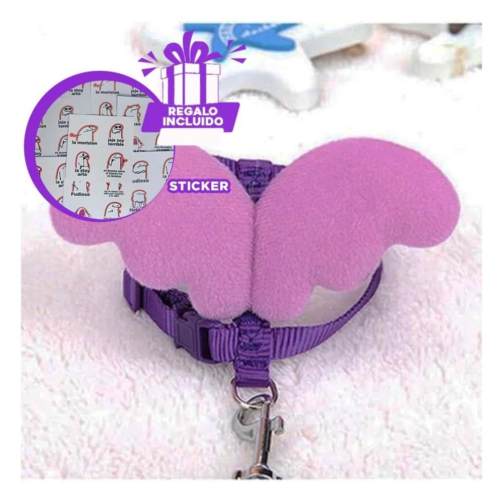 Chaleco Ajustable Para Perro Pequeno Con Alitas Lila Y+Regalo Sticker