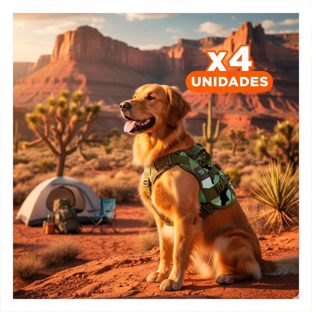 Pack4 Arnes Para Perro Verde Oscuro Pechera Chaleco Ajustable Resistente Y Ligero