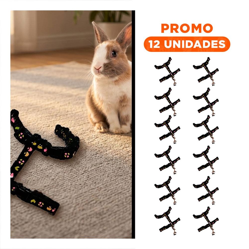 Pack12 Correa Ajustable para Conejo y Gato Delgado Negro Y+Regalo Sticker