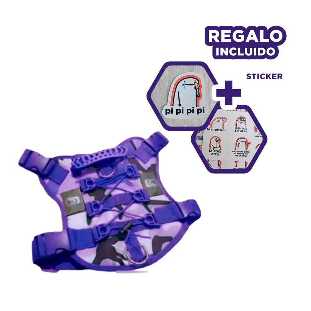 Sujecion Chalecos Tactico Para Perro Morado Talla XL Para Salidas Y Aventuras Y+Regalo Sticker