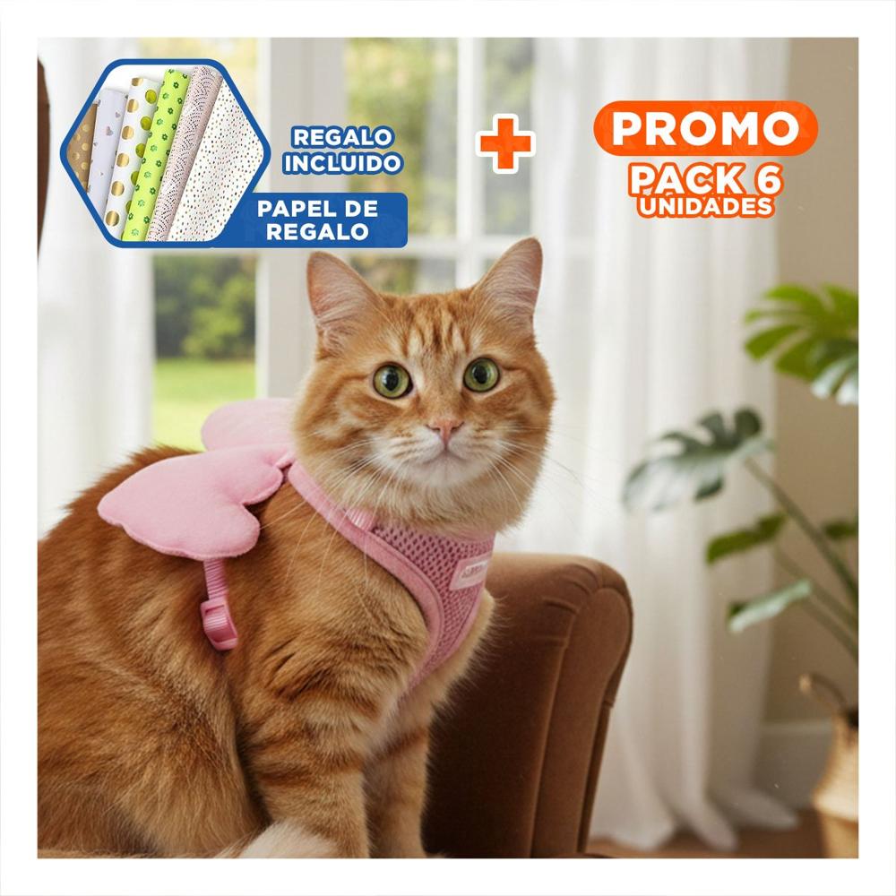 Pack6 Protector Ajustable Rosado Pet con Alitas Pequenas Comodo Y+Papel Regalo
