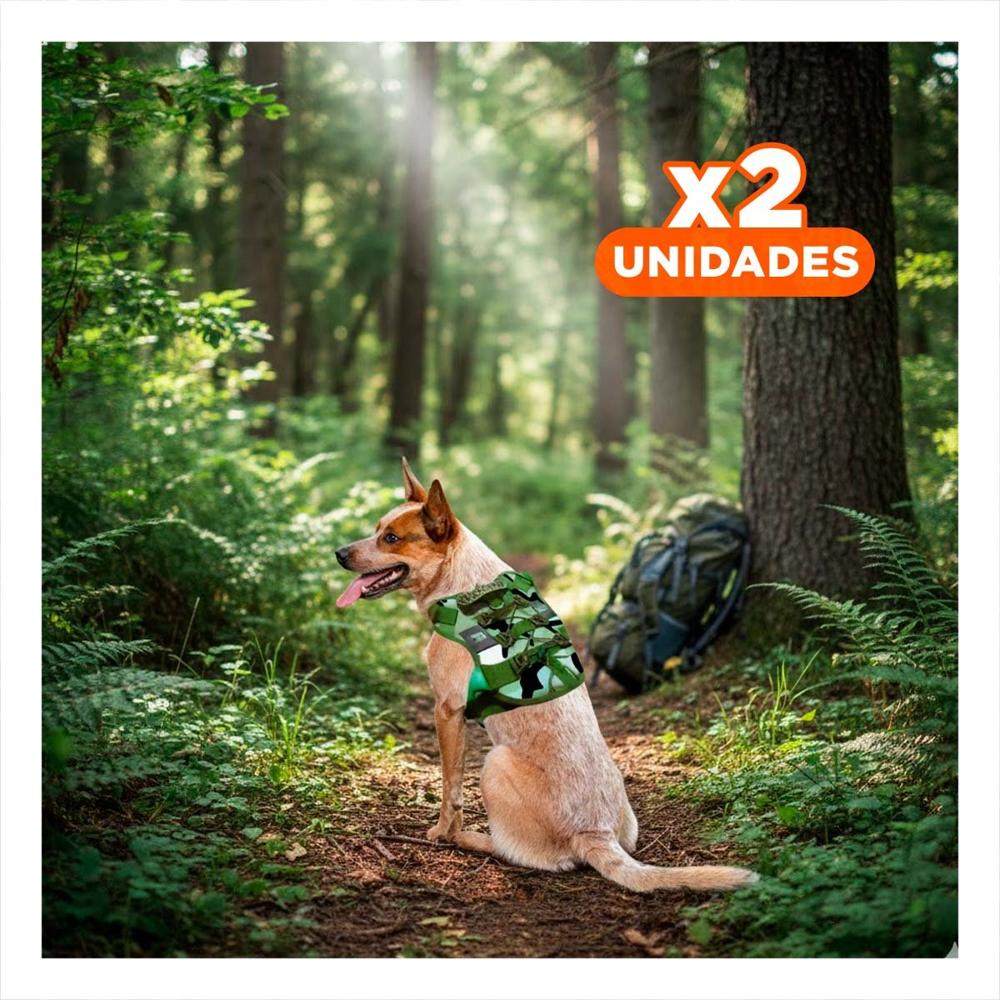 Pack2 Chaleco Para Perro Verde Oscuro Pechera Tactica Uso Diario Y Paseo Y+Regalo Sticker