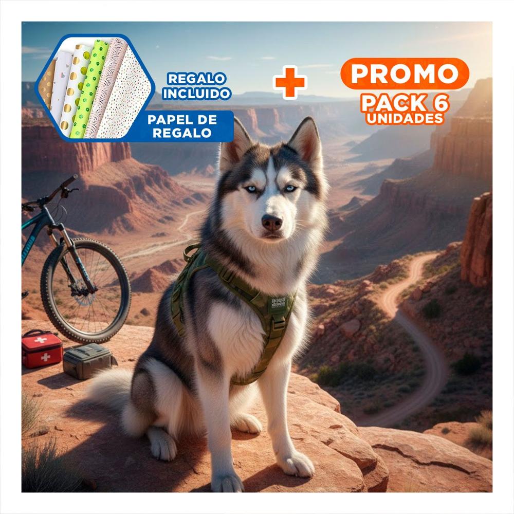 Pack6 Chaleco Para Perro Verde Oscuro Pechera Tactica Facil De Usar Y Ajustable Y+Papel Regalo