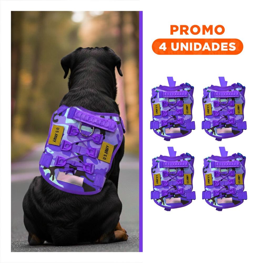 Pack4 Sujeta Chalecos Tactico Para Perro Morado Talla XL Para Actividades Y+Regalo Sticker