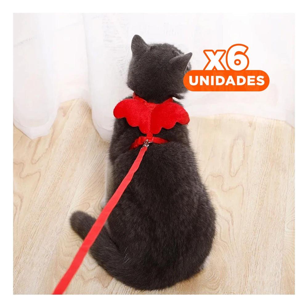 Pack6 Arnes Pet Rojo con Alitas Pequenas para Paseos Diarios Y+Regalo Sticker