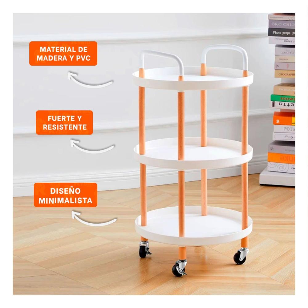 Soporte 3 Niveles Circular con Asa Blanco para Uso en Casa Y+Ligas Regalo