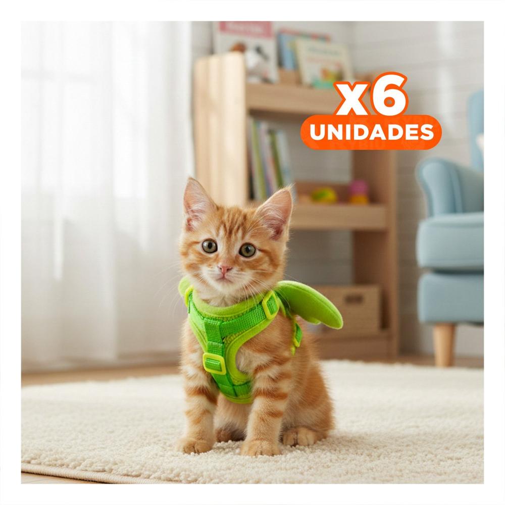 Pack6 Arnes Pet Verde con Alitas Pequenas para Paseos Diarios Y+Regalo Sticker