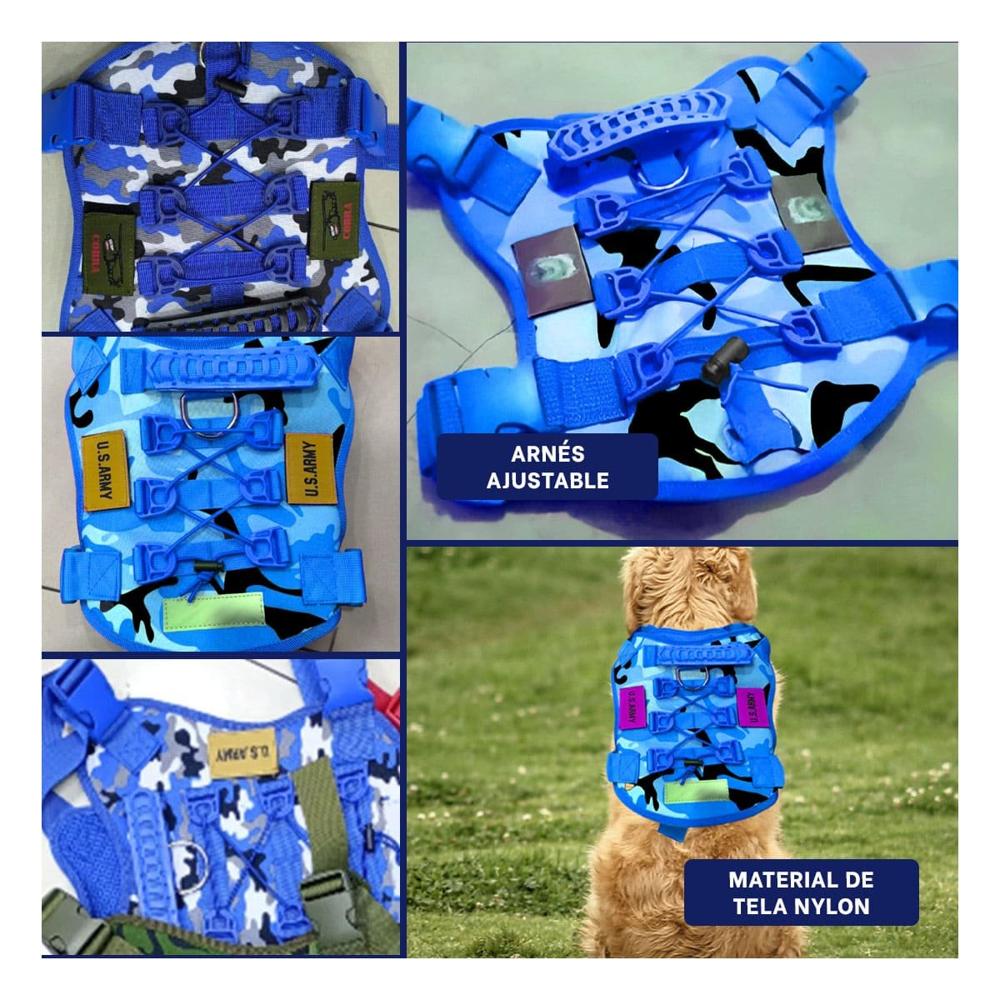 Cinturon Para Cachorro Azul Tactico Talla XL Facil De Ajustar Y Seguro Para Salidas Y+Post It
