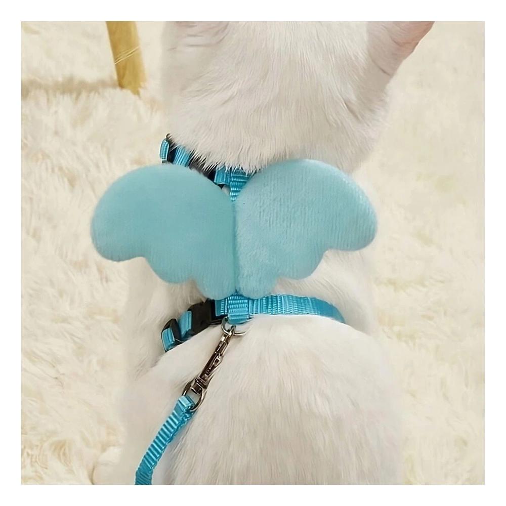 Pechera Ajustable Con Alitas Pequenas Para Mascota Celeste Claro