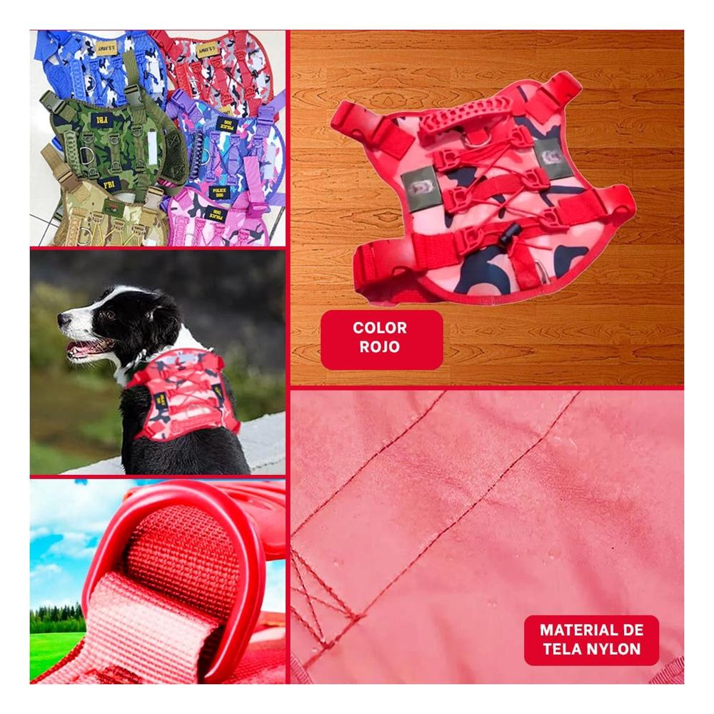 Chaleco Chalecos Tactico para Perro Rojo Seguro y Confortable para Caminar Y+Post It