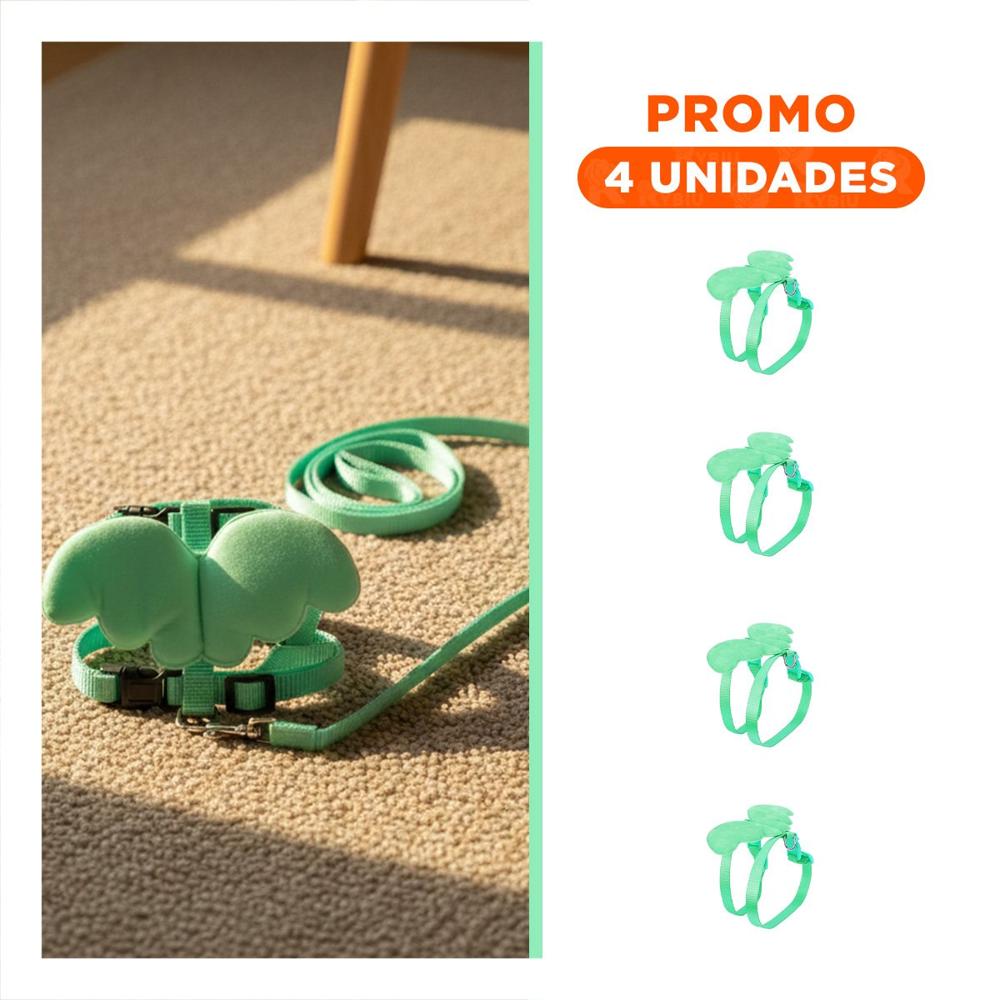 Pack4 Pechera Regulable Turquesa Pet con Alitas Pequenas Ajustable Y+Regalo Sticker