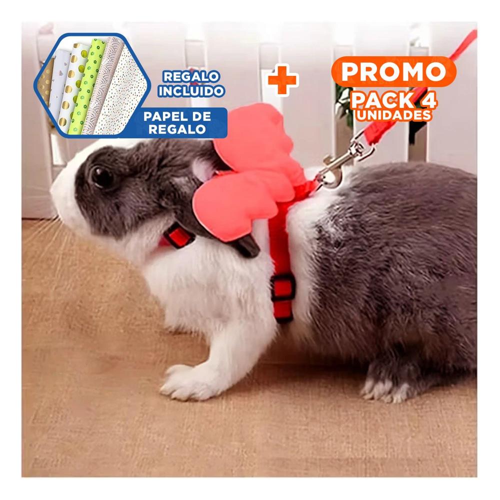 Pack4 Chaleco Ajustable Rojo Pet con Alitas Pequenas para Paseo Y+Papel Regalo