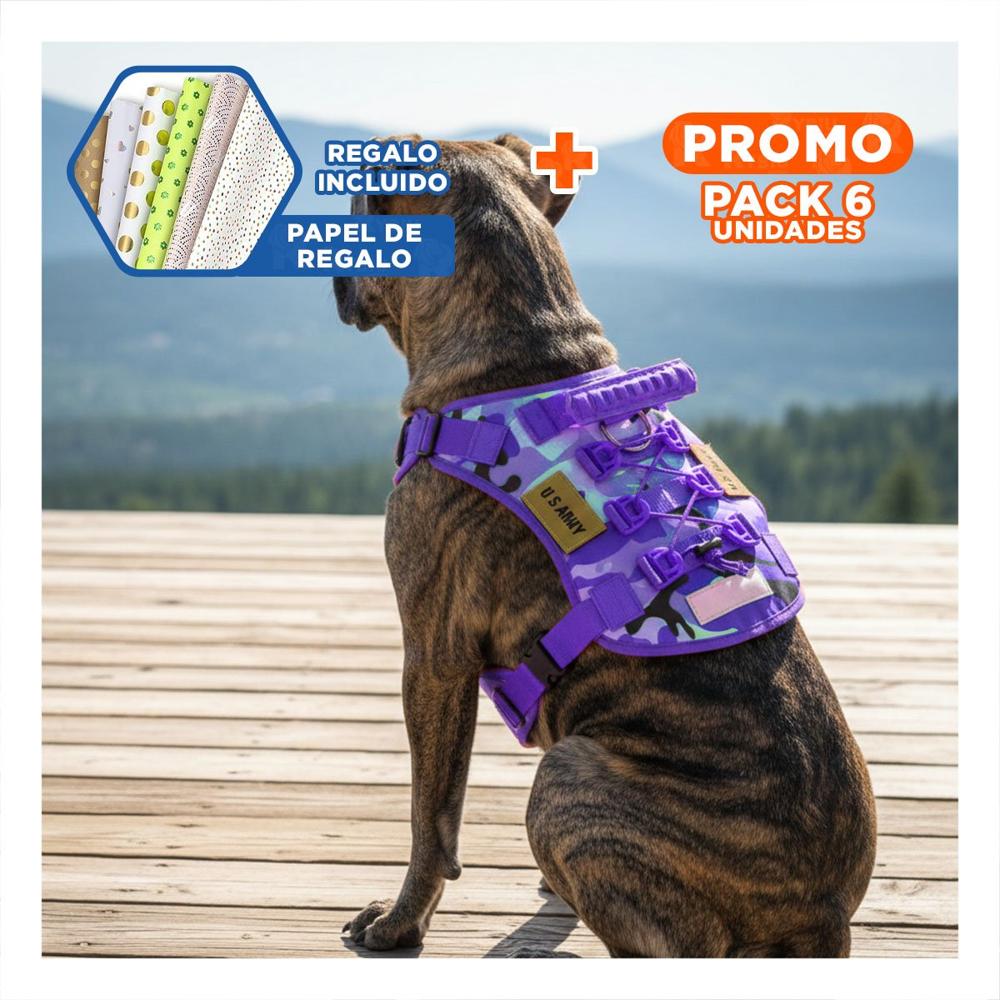 Pack6 Arnesado Chalecos Tactico Para Perro Morado Talla XL Ajustable Y Comodo Y+Papel Regalo