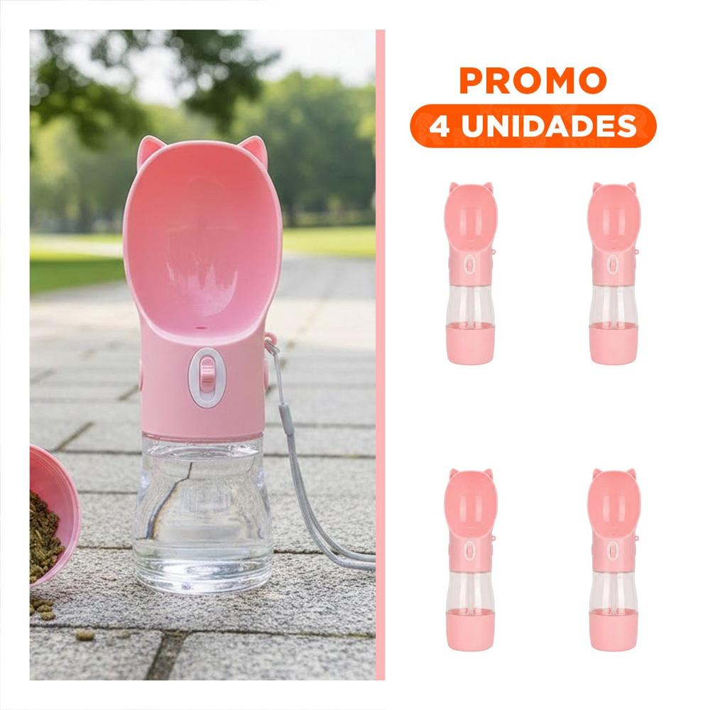 Pack4 Botella Recargable Gato Rosado para Uso Diario Y+Regalo Sticker