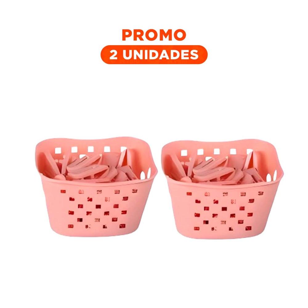 Pack2 Accesorio Innovador Cuadrado con Ganchos para Ropa Rosado Claro para Casa