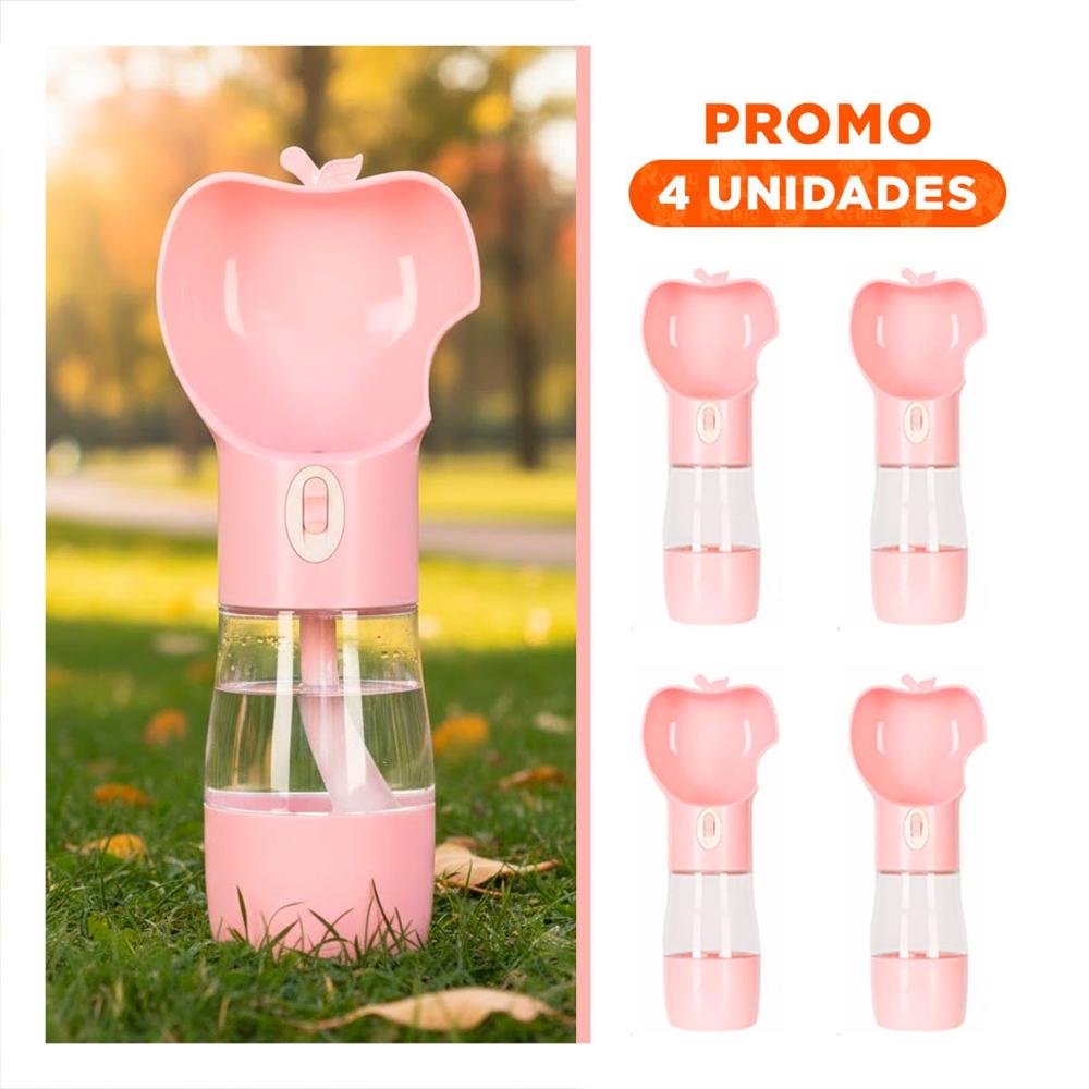 Pack4 Envase Portatil de Diseño Manzana Rosado Y+Regalo Sticker