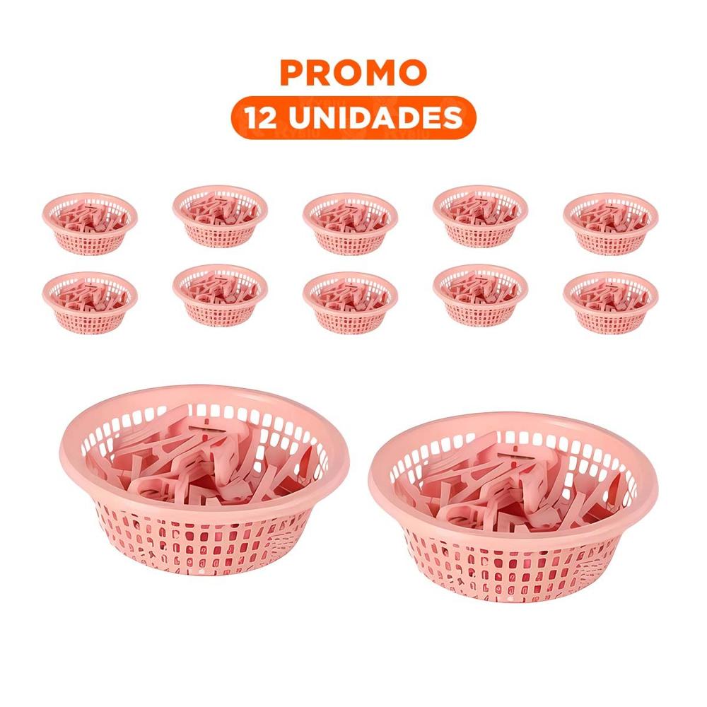 Pack12 Cesto Durable Rosado Claro Circular para Ganchos Lavanderia Y+Regalo Sticker