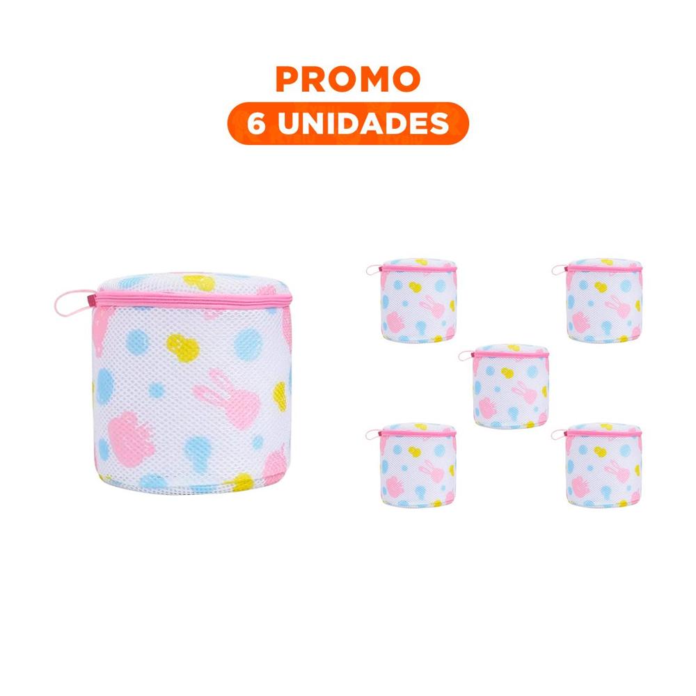 Pack6 Cobertor Malla Lavadora Ropa Diseno Cilindro Blanco con Ositos Firme