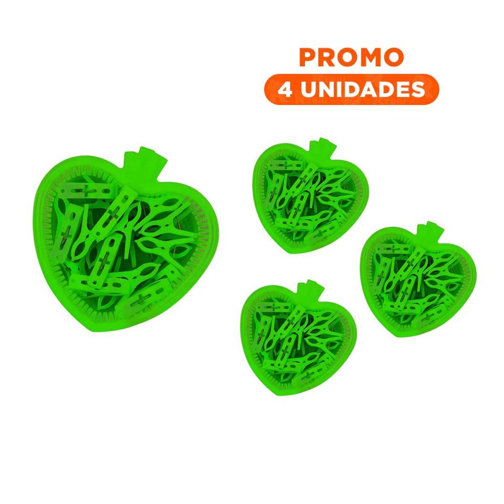 Pack4 Contenedor Practico Verde Silueta de Corazon con 24 Ganchos Y+Regalo Sticker