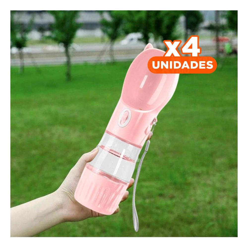 Pack4 Botella Portatil Gato Rosado Pequena para Viajes