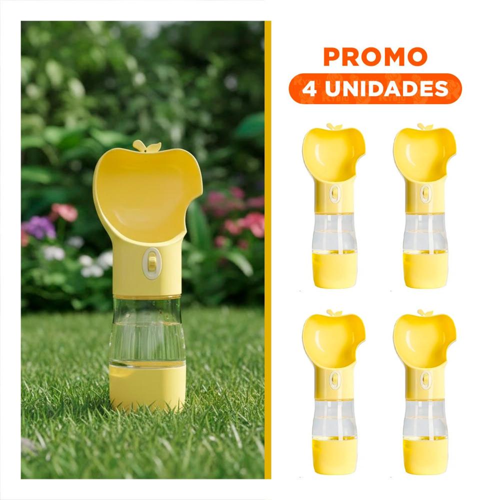Pack4 Envase Portatil de Diseño Manzana Amarillo Y+Regalo Sticker