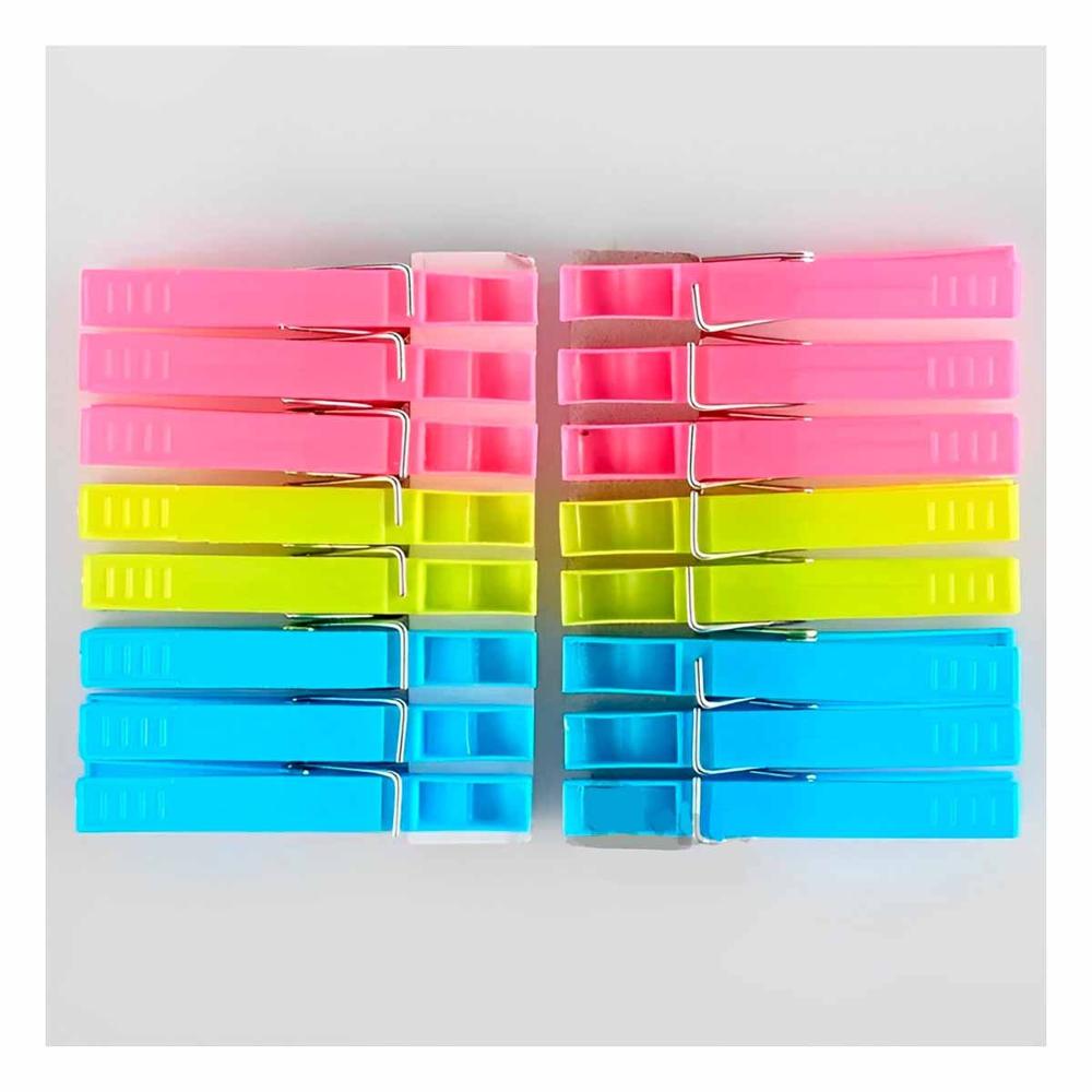 Sujetadores Plastico Coloridos 24 Piezas para Lavanderia Seguro Y+Regalo Sticker