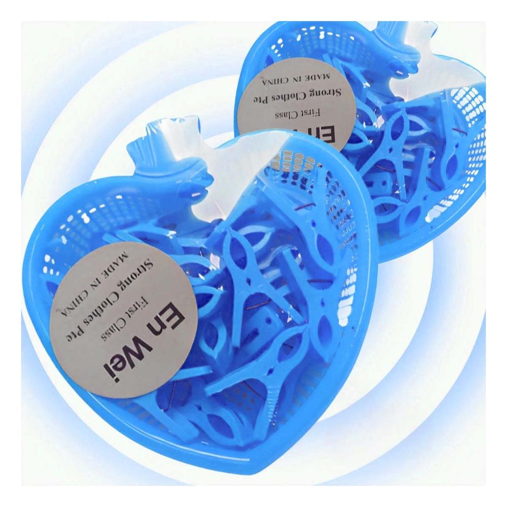 Cesto Compacto Celeste Silueta de Corazon con 24 Ganchos Y+Papel Regalo