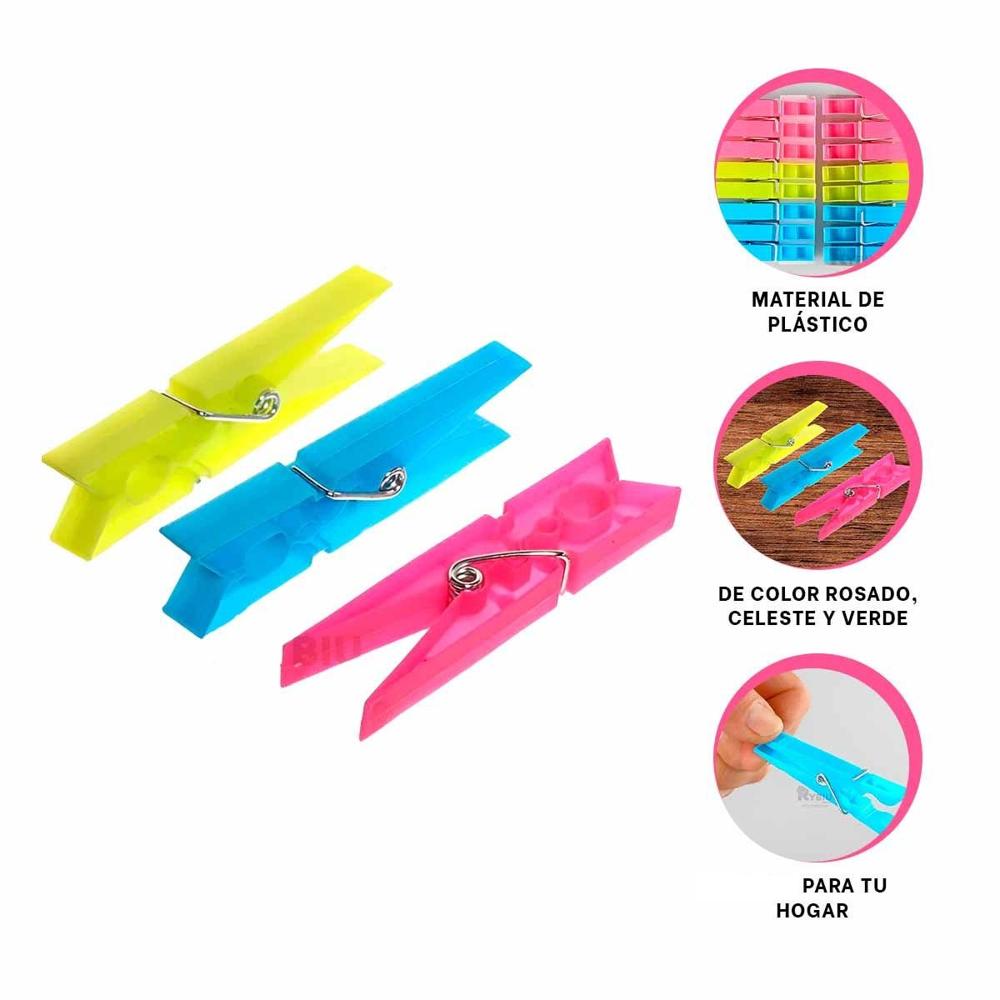 Ganchos Plastico Multicolor 24pcs para Ropa Comodo y Duradero Y+Ligas Regalo