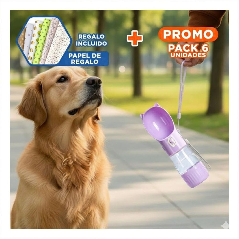 Pack6 Botella Funcional Gato Lila con Cierre Seguro Y+Papel Regalo