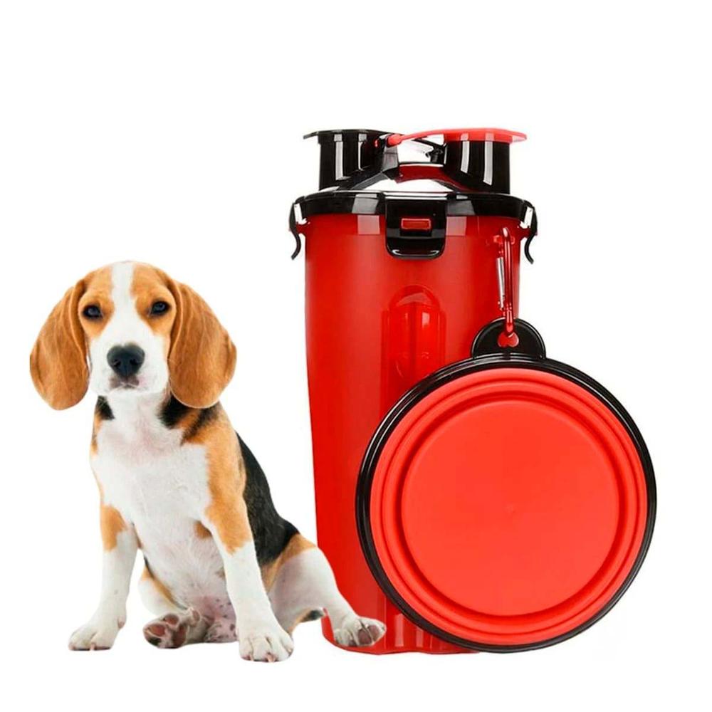 Alimentador Doble Funcion para Mascota Rojo Y+Papel Regalo