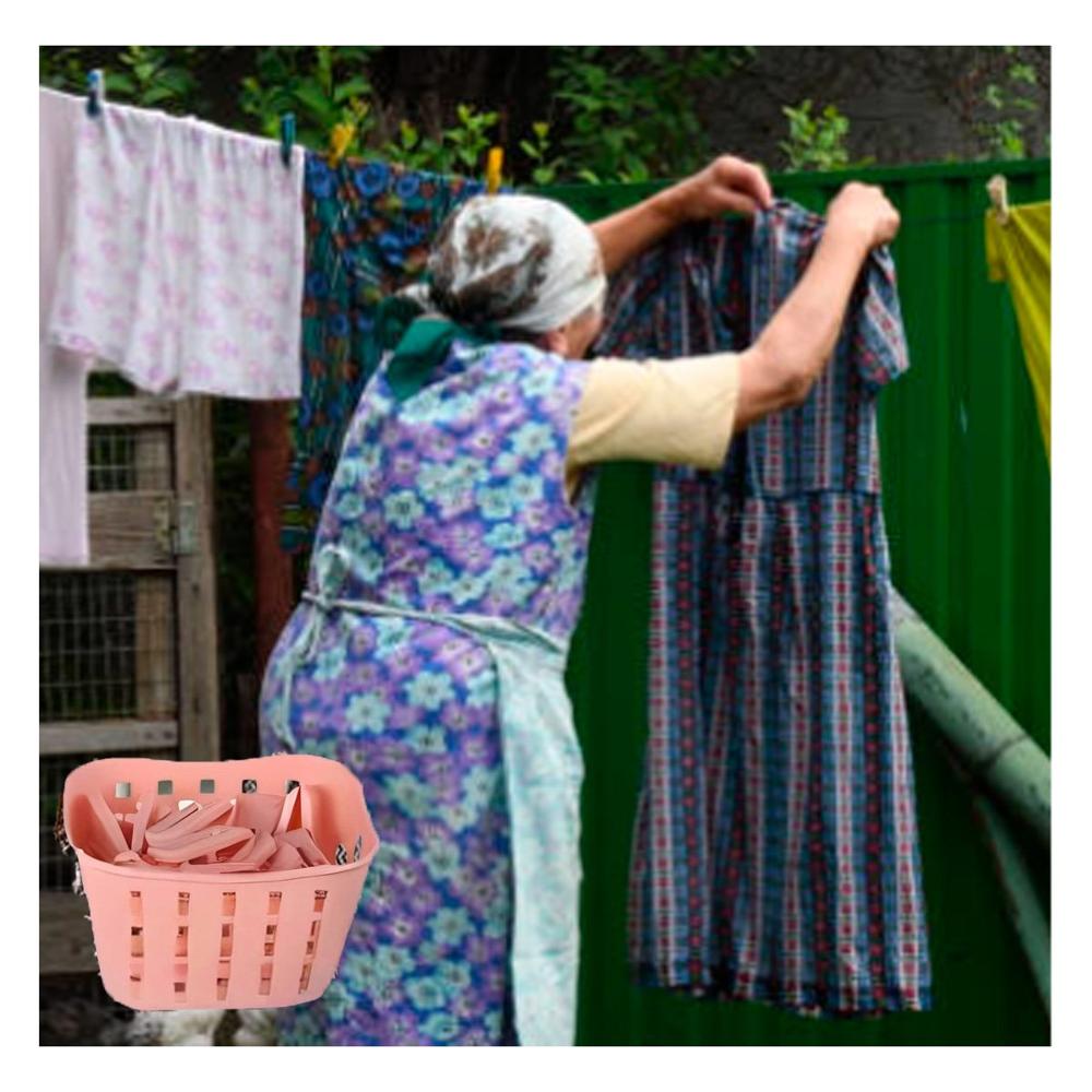 Recipiente Versatil Cuadrado con Ganchos para Ropa Rosado Claro para Casa Y+Regalo Sticker