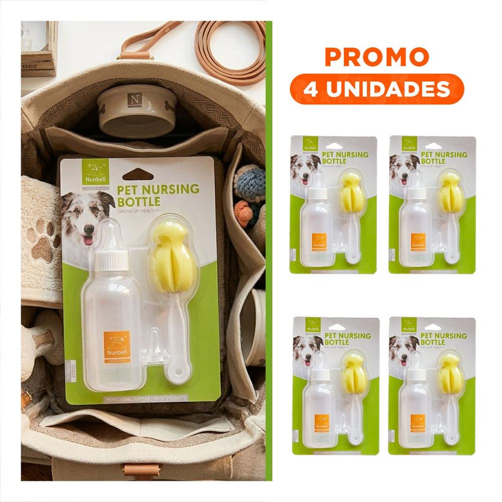 Pack4 Mamadera Portatil 120ml Transparente para Cria Animal Y+Regalo Sticker