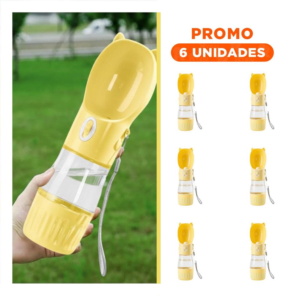 Pack6 Botella Practica Gato Amarillo para Llevar en Bolso
