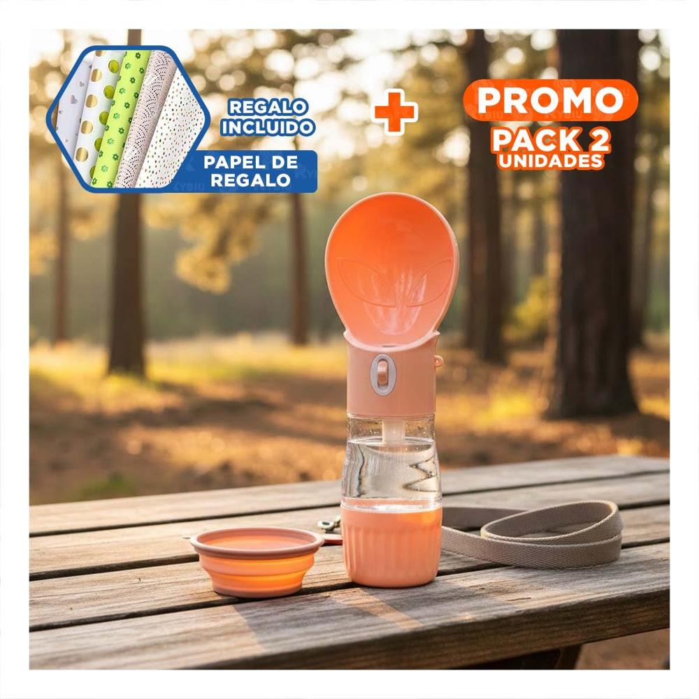 Pack2 Recipiente Ligero en Forma de Ovni Naranja Portatil Y+Papel Regalo