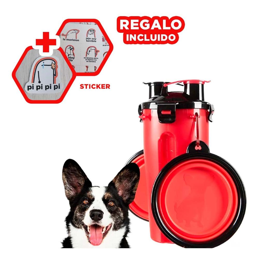 Alimentador con Deposito de Agua y Comida Rojo Y+Regalo Sticker