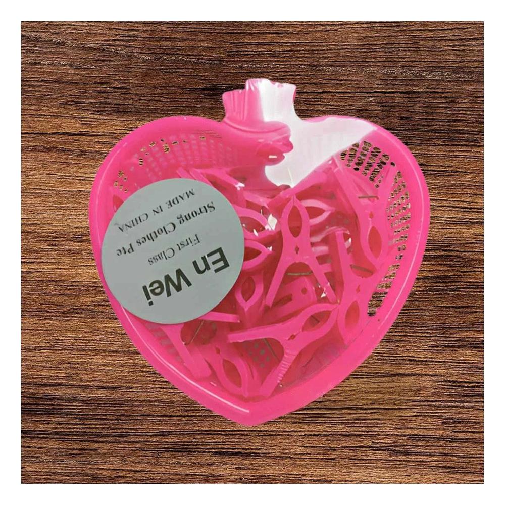 Cesto Compacto Rosado Silueta de Corazon con 24 Ganchos Y+Papel Regalo