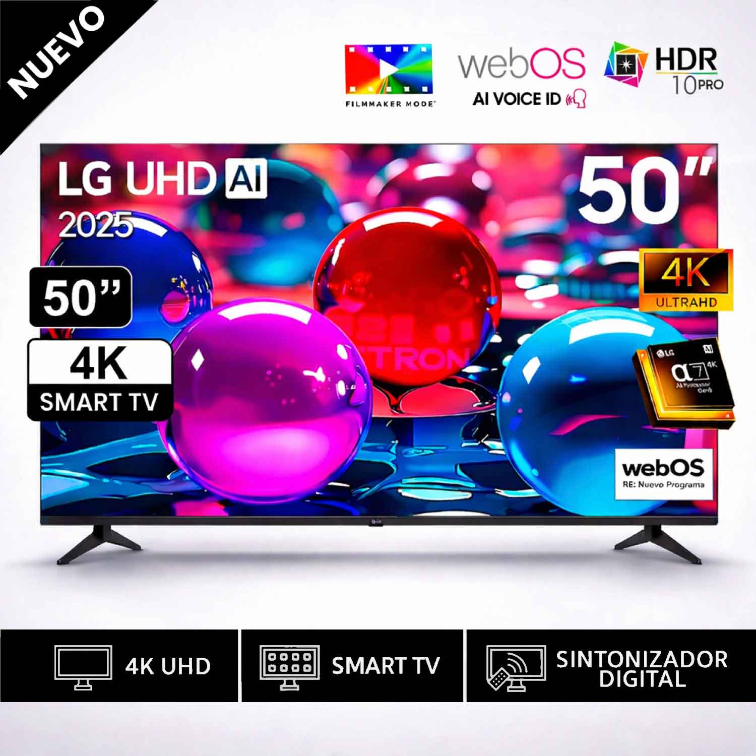 Televisor Lg 50 Pulg Ultra HD 4K AI ThinQ 50UA7300 Modelo 2025- Negro