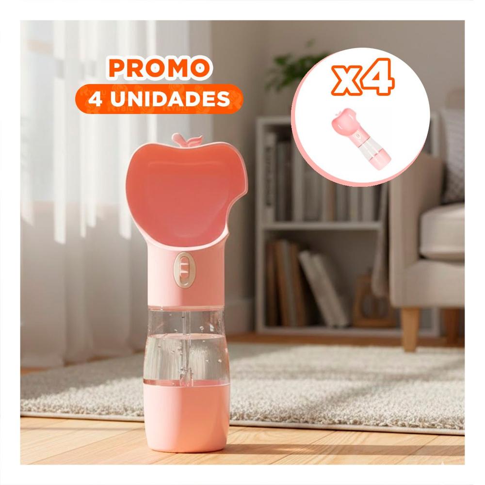 Pack4 Envase Portatil Rosado en Forma de Manzana