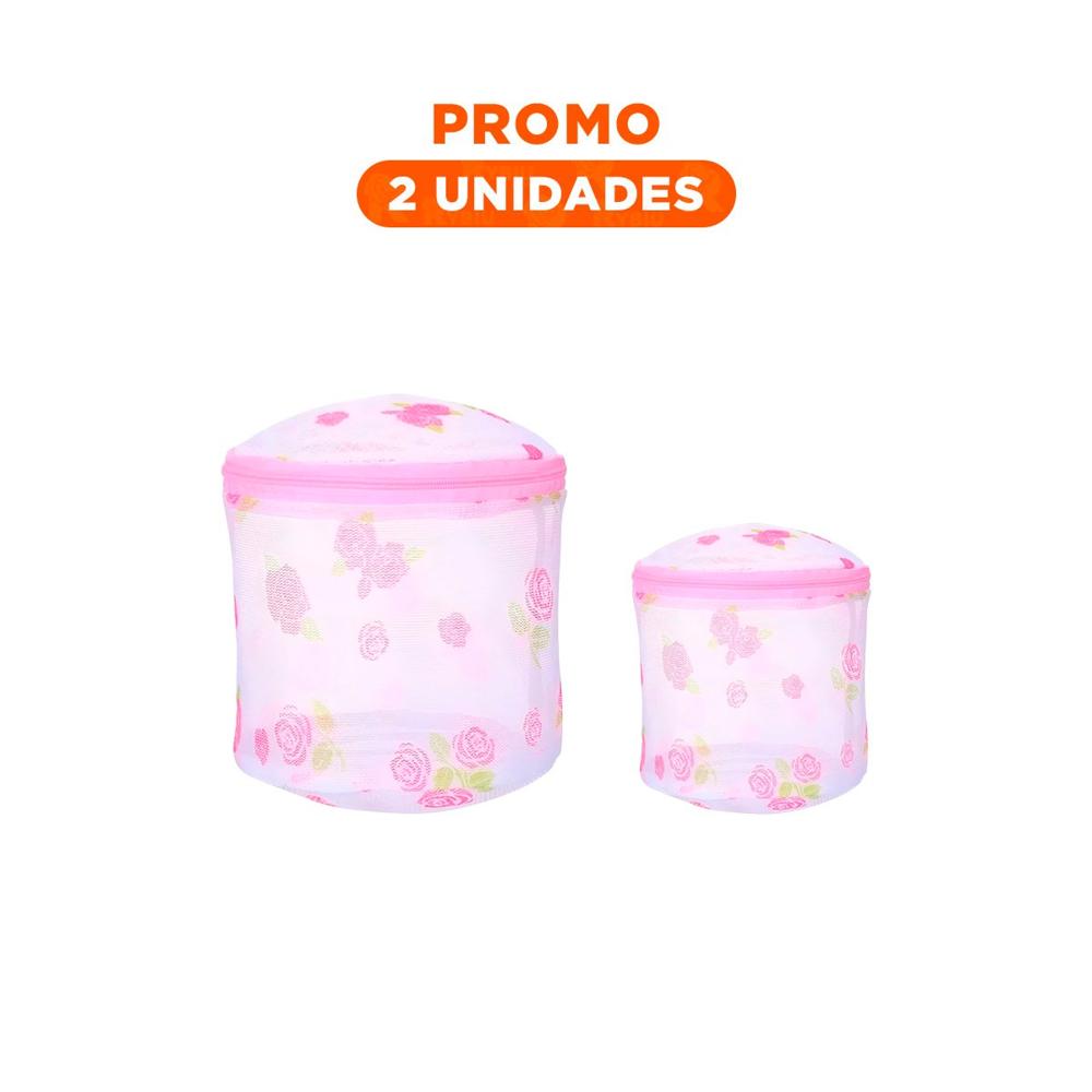 Pack2 Saco Malla Protectora Ropa Estilo Cilindro Blanco con Flores Seguro