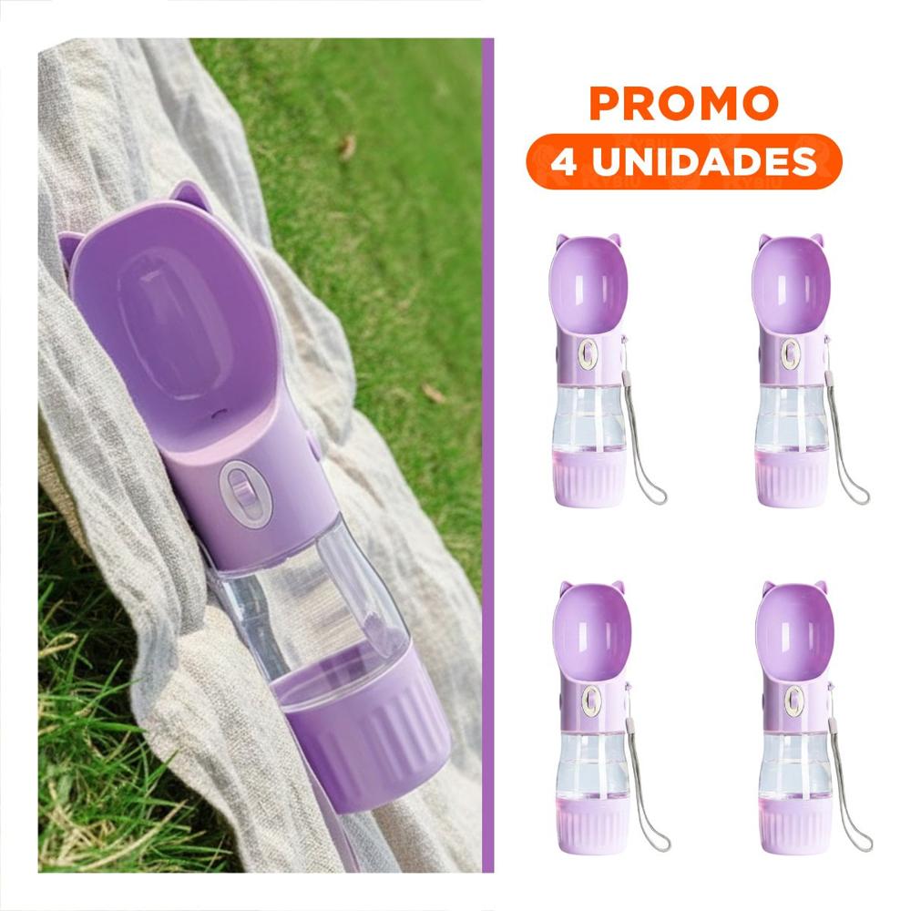 Pack4 Botella Recargable Gato Lila para Uso Diario Y+Regalo Sticker