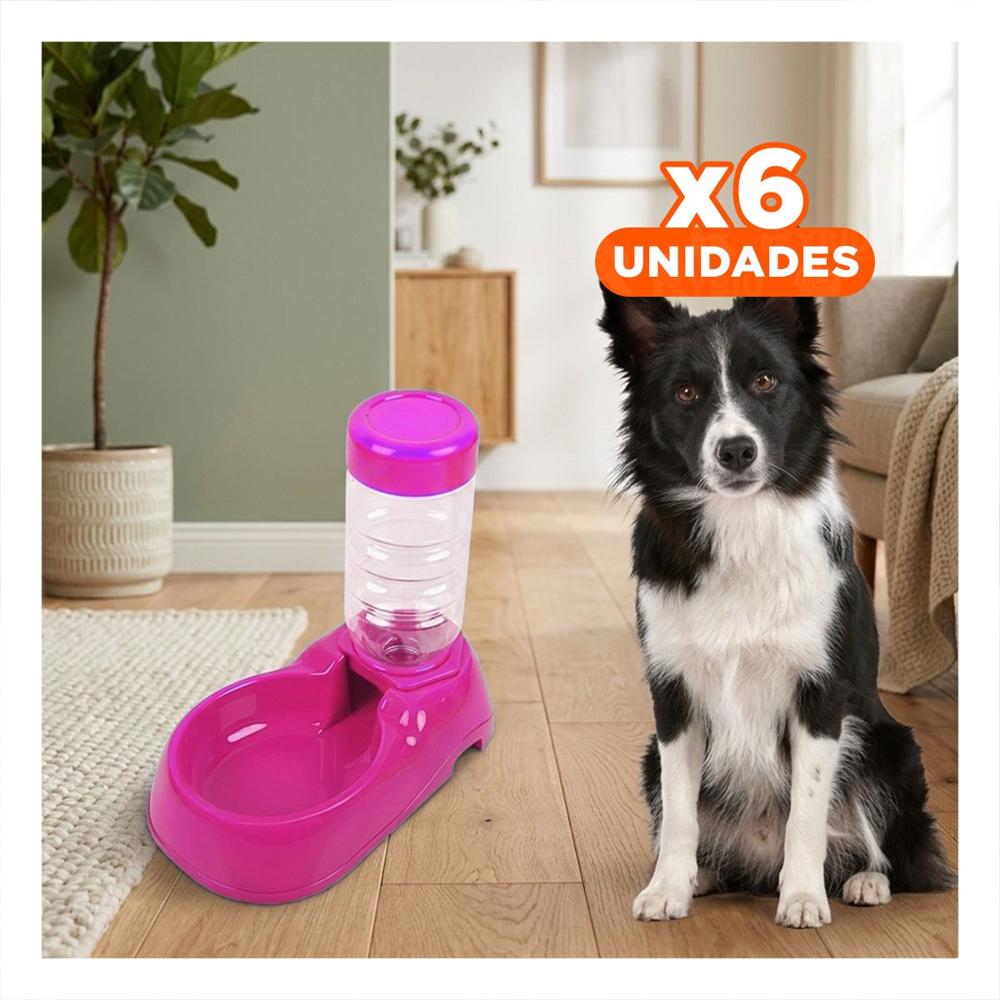 Pack6 Recipiente de Agua Rosado para Mascota Practico y Resistente y Seguro Y+Regalo Sticker