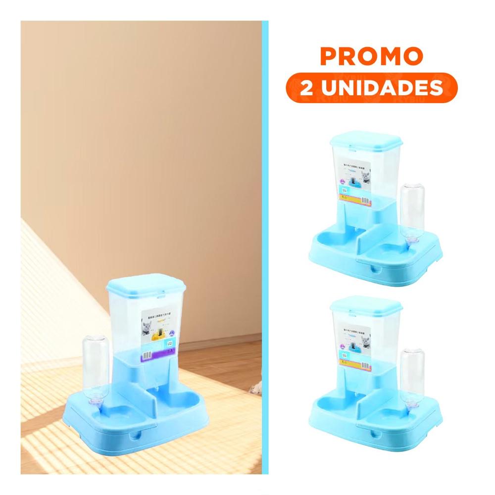 Pack2 Area de Comida y Bebida Celeste para Mascota Practica y Resistente Durable